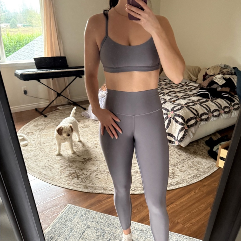 ALO Yoga Purple Airlift Intrigue Bra and Legging Set